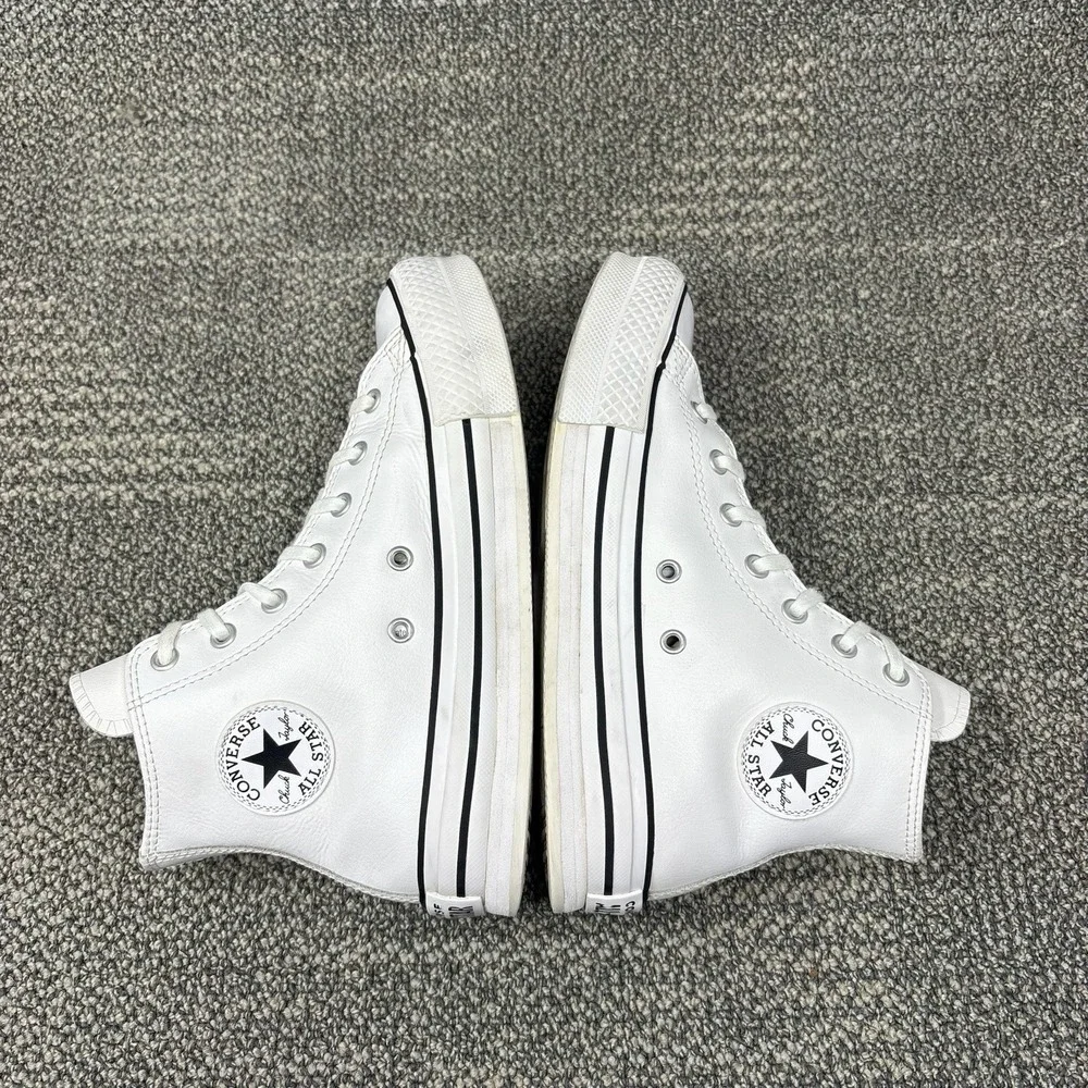 Converse Chuck Taylor All Star Lift Platform High Top Leather Kids Size 4 White